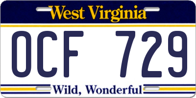 WV license plate OCF729