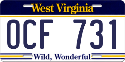 WV license plate OCF731