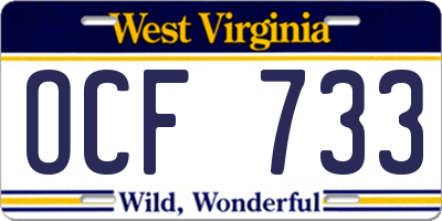 WV license plate OCF733