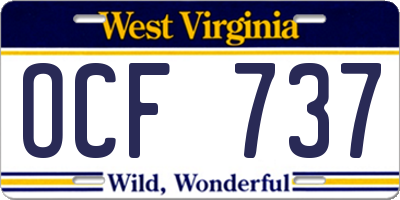 WV license plate OCF737