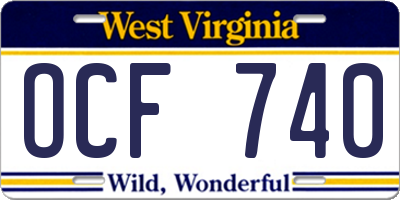 WV license plate OCF740