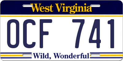 WV license plate OCF741