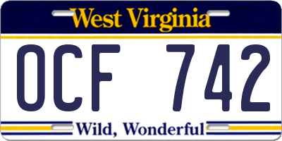 WV license plate OCF742