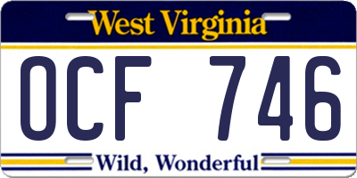 WV license plate OCF746