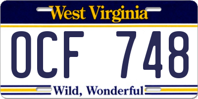 WV license plate OCF748