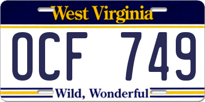 WV license plate OCF749