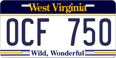 WV license plate OCF750