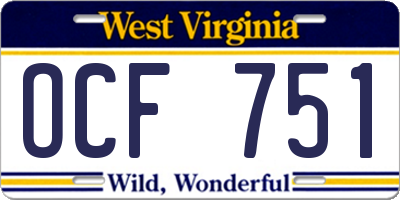 WV license plate OCF751