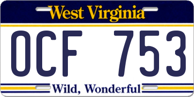 WV license plate OCF753