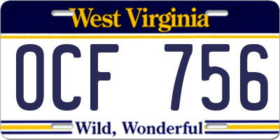 WV license plate OCF756