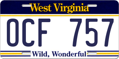 WV license plate OCF757