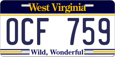 WV license plate OCF759