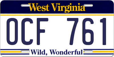 WV license plate OCF761