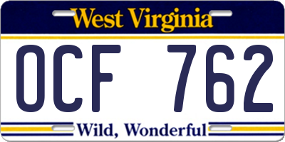 WV license plate OCF762