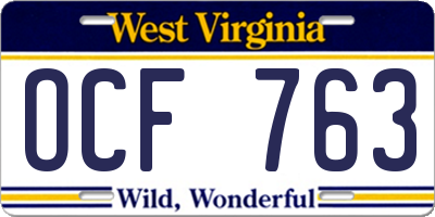 WV license plate OCF763