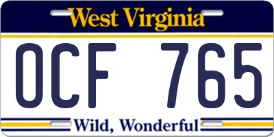 WV license plate OCF765
