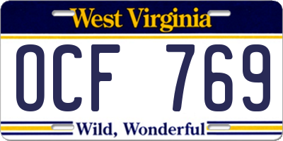 WV license plate OCF769