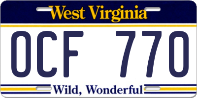 WV license plate OCF770