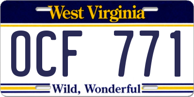 WV license plate OCF771