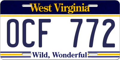 WV license plate OCF772