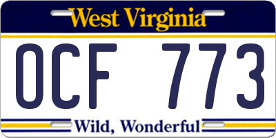 WV license plate OCF773