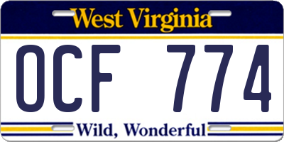 WV license plate OCF774