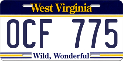 WV license plate OCF775