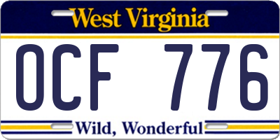 WV license plate OCF776