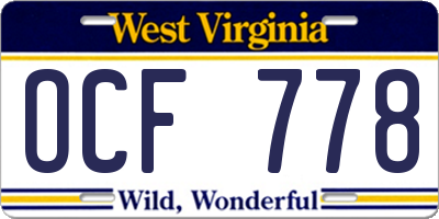 WV license plate OCF778
