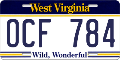 WV license plate OCF784