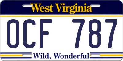 WV license plate OCF787