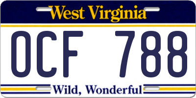 WV license plate OCF788