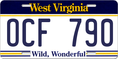 WV license plate OCF790
