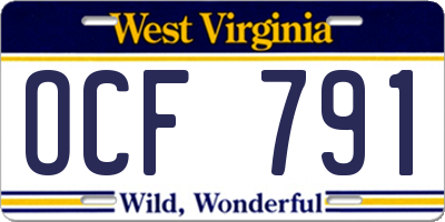 WV license plate OCF791