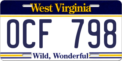 WV license plate OCF798