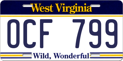 WV license plate OCF799