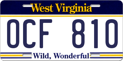 WV license plate OCF810
