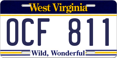 WV license plate OCF811