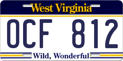 WV license plate OCF812
