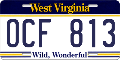 WV license plate OCF813