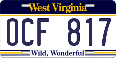 WV license plate OCF817