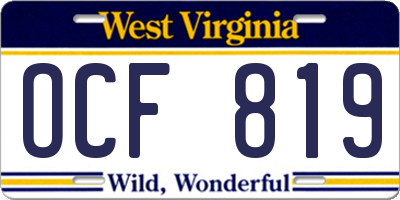 WV license plate OCF819