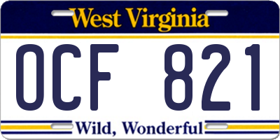 WV license plate OCF821