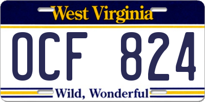 WV license plate OCF824