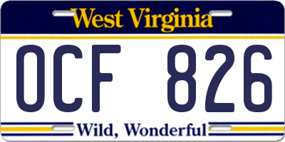 WV license plate OCF826
