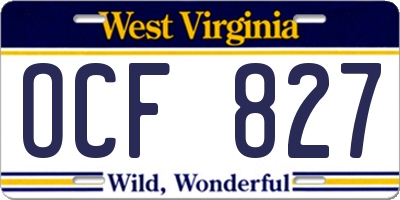 WV license plate OCF827