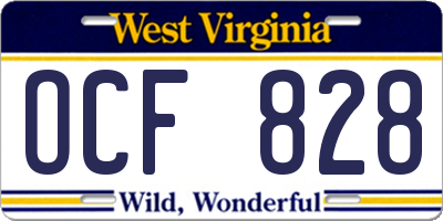 WV license plate OCF828