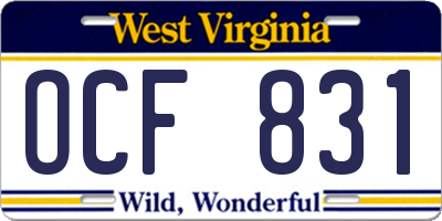 WV license plate OCF831
