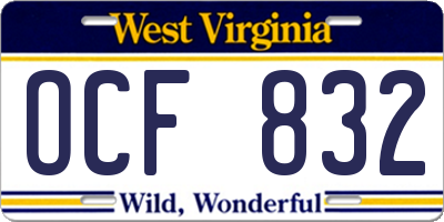 WV license plate OCF832