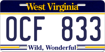 WV license plate OCF833